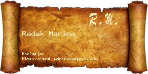 Radak Marina névjegykártya